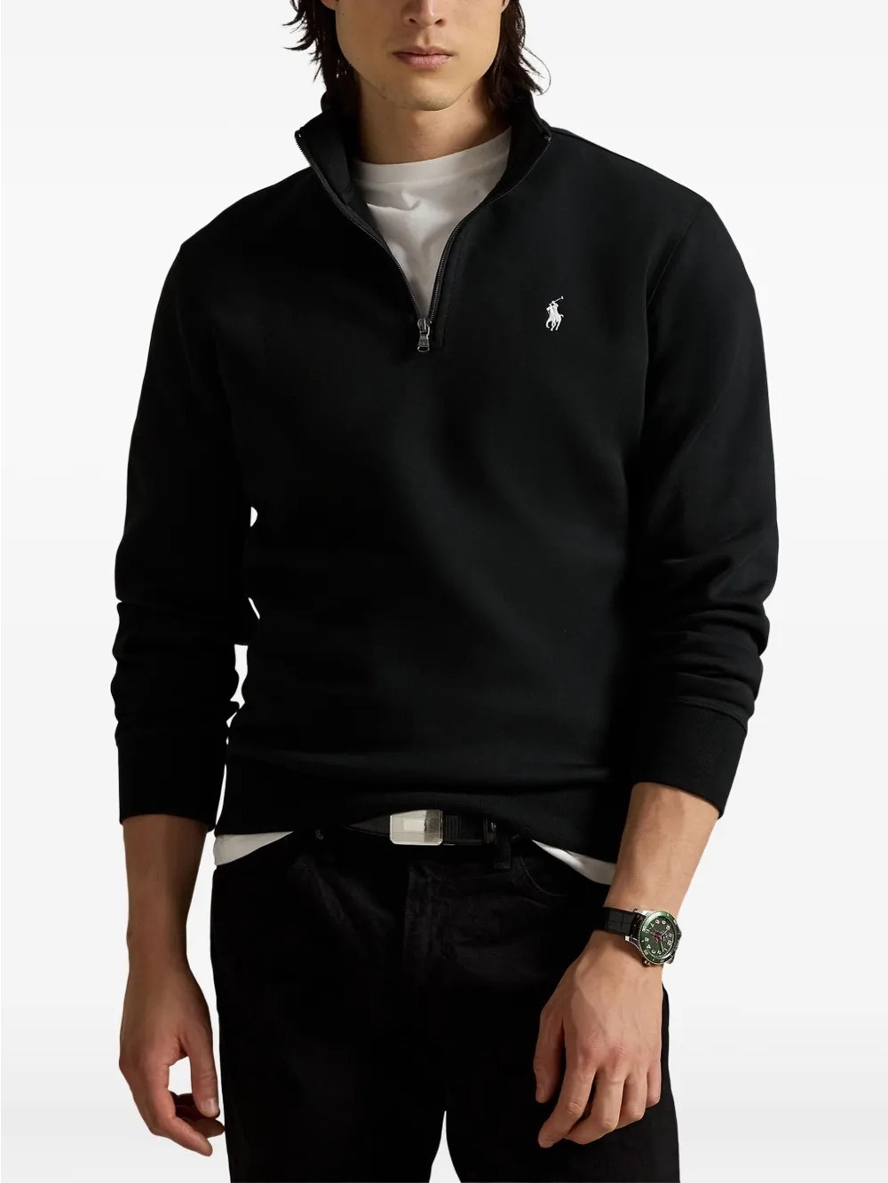 Ralph Lauren Men’s Black Quarter-Zip Pullover with White Pony